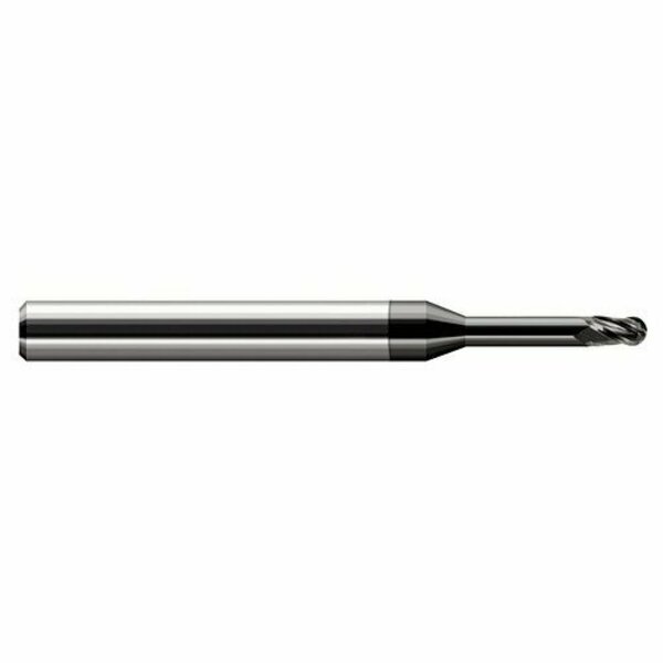 Harvey Tool .5mm Cutter dia. x 0.0300 in. x 0.1200 in. Reach Carbide Ball End Mill, 3 Flutes, diamond Coated 860620-C4